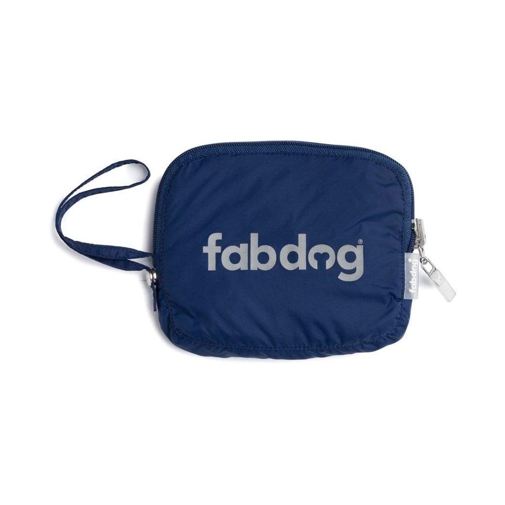Fabdog Navy Blue Dog Raincoat with Hood and Packable Pocket Pet Apparel